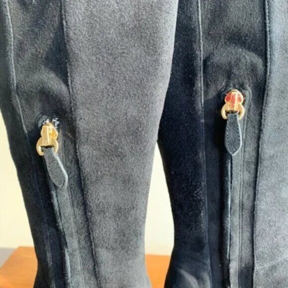 DIANE VON FURSTENBERG Luzzi Over the Knee Suede Black Fall Winter Heeled Boots - Picture 12 of 15